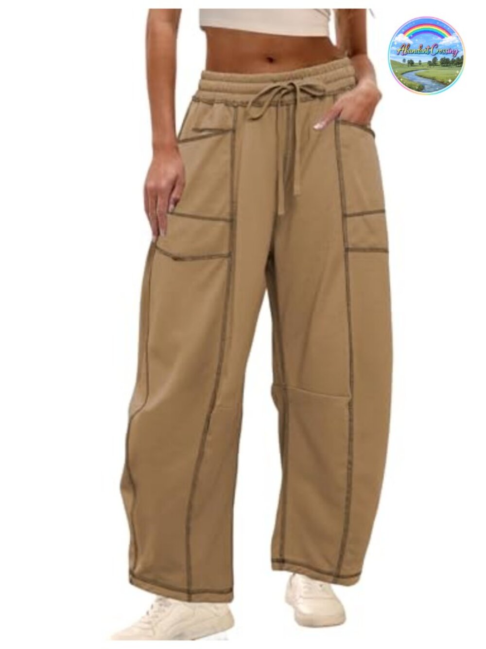 Women's Baggy Barrel Sweatpants Wide Leg Lounge Pants with Pockets